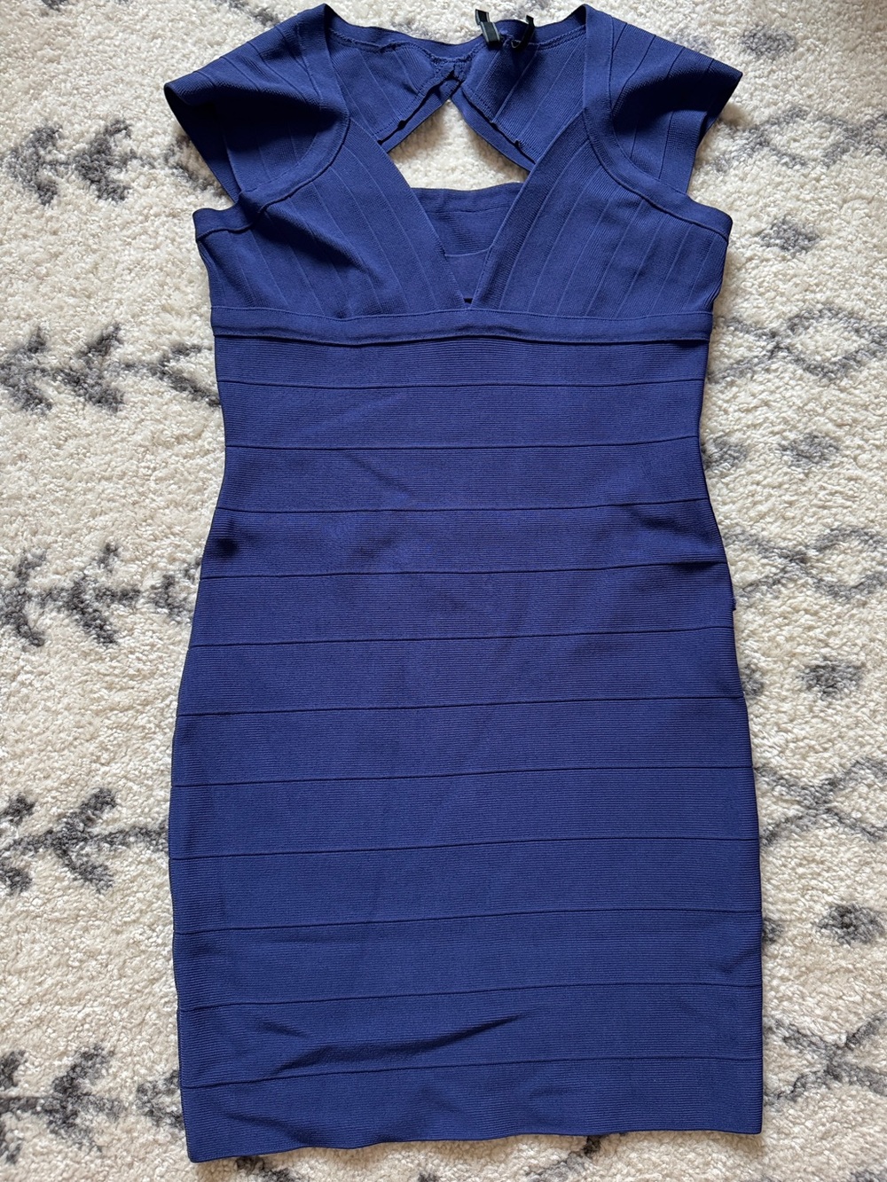 Navy Bandage Sheath Dress - Classic V-Neck